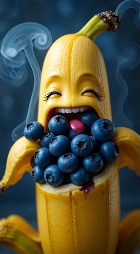 Funny Banana Eats Blueberries! 🍌😋 | Cute Fruit Animation in 8K