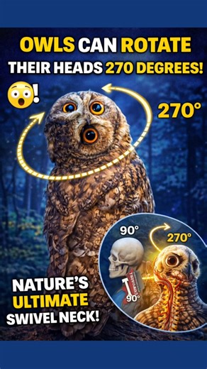 Owls can rotate their heads 270 degrees! #owl #naturefacts #wildlife