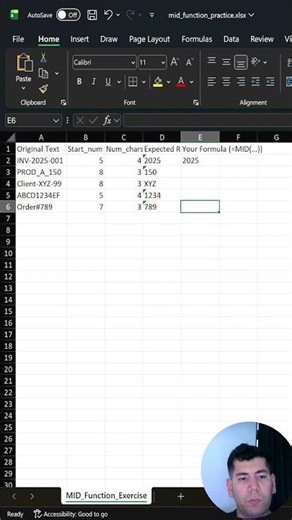 36 Excel Using MID in a simple business example #36