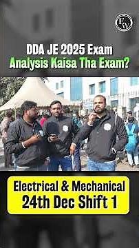 DDA JE Electrical/Mechanical Complete Analysis | 24 Dec Shift 1 | #shorts #pw #ddaje2025