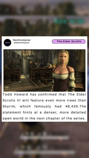 todd howard confirms elder scrolls 6 will feature more trees than skyrim, which contain 46,430 trees
