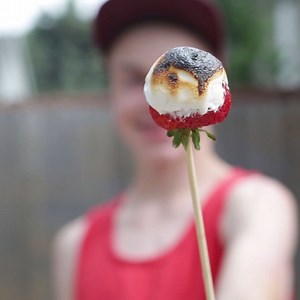 Celebrate summer camping with a fun twist on s'mores. Swap out the cookies for strawberries, toast and enjoy! FULL RECIPE: http://www.goodcook.com/campfire-strawberries/ | Brooke Lark