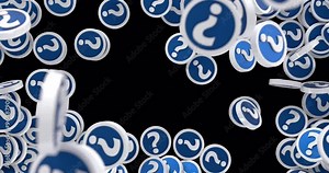 3D Question Marks Falling On Alpha