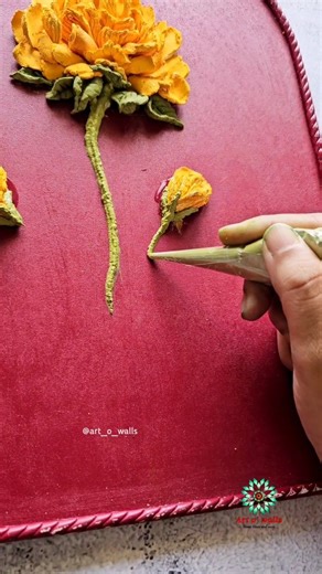 Chhaya Meena on Instagram: "Flowers that pop out ❤️ this beautiful artwork with texture swirls and clay mosaic border is super exciting to create. The tiny mirrors definitely add that shimmer. The florals created with my fav sculpture paste from itsybitsycraftstore Learn n create the art of creating 3d florals at our Sculpture Florals online tutorials Beginner friendly and accessible from the comfort of ur home ✨️ For more details..check link in bio and connect on whatsapp Stay creative ✨️ #arto