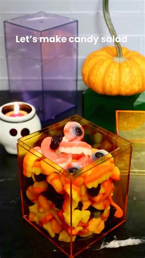 Halloween candy salad 🍬🎃 Gummy fangs, eyeballs, and Halloween sweets mixed in one bowl — the perfect party treat or gift idea. Thanks to @amacboxes for sending their boxes — we use them for everything from candy to craft storage ✨ | Methodical Muses