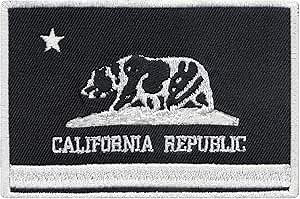 California Flag Black Patch State Badge Embroidered Iron On