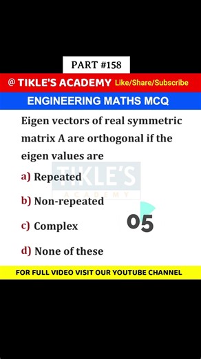 ENGINEERING MATHS MCQ 158 #shorts #engineeringmathematics #tiklesacademy