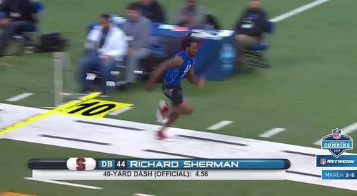 40 yard dash: 4.56 Broad jump: 10' 5" All-Pro CB Richard Sherman highlights from the 2011 #NFLCombine. | NFL