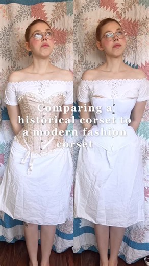 blossom darling | historical costuming on Instagram: "have you ever worn a historical or fashion corset? did you find them to be comfortable or restrictive? historical corsets can be shaped with just panels alone- more like the fashion corset as well! just with much more curvy shapes! #historicalcostume #fashionhistory #corset"