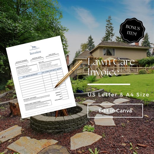 Basic Invoice Template, Lawn Mowing Invoice, Lawn Care Business Invoice, Landscaping Invoice Template, Lawn Care Business Template, LCB203-2 - Etsy