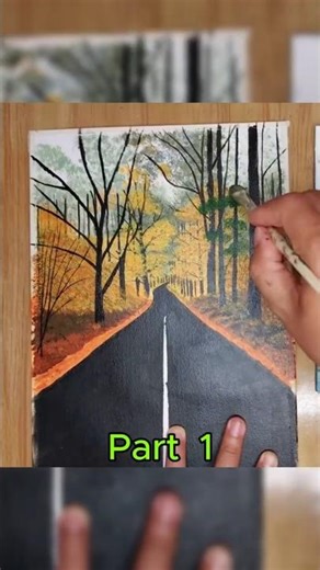 Painting a Beautiful Forest Road: Acrylic Tutorial Part 1 🌲 #Shorts #painting #acrylicpainting #art