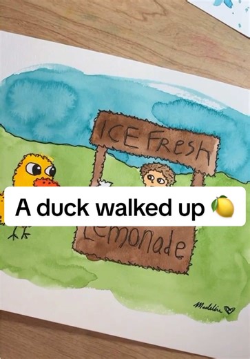 The Duck Song was such a bop #ducksong #aduckwalkeduptoalemonadestand #nostalgia #watercolor #early2000s