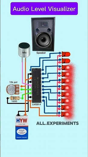 VU Meter Circuit | Audio Level Visualizer Circuit Using LM3914 #shorts #tech #electrical