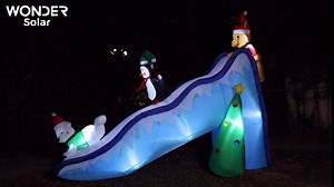 Christmas Inflatable Decorations - 9.5 FT Christmas Inflatable Fun Slide Scene with Penguin Reindeer Polar Bear Christmas Blow Up Christmas Decorations with LED Lights for Lawn Outdoor Garden Decor