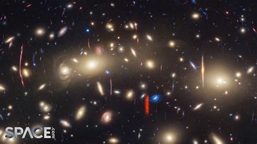 View of huge galaxy cluster via Webb and Hubble telescopes