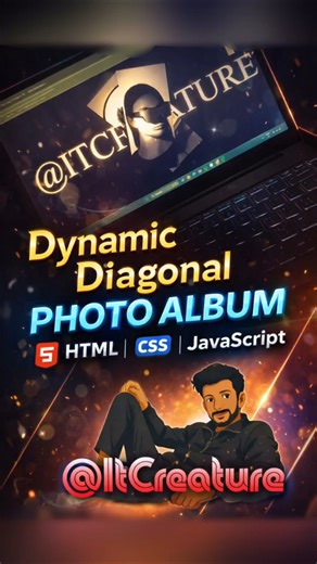 Amazing Diagonal Photo Album using HTML & CSS! #webdevelopment #programming #coding #shorts