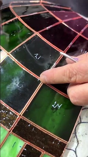 Green Stained Glass Lamp Making Handmade #stainedglass #stainedglasslamp
