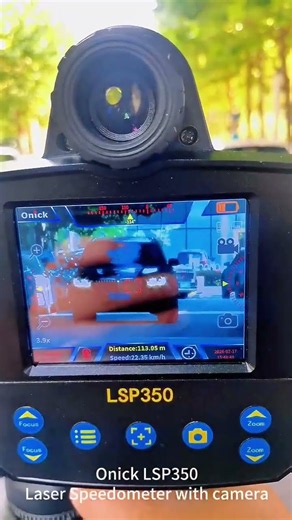Real-world footage of ONICK LSP350 laser speed gun used in traffic testing.