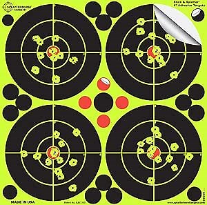 Splatterburst Targets - 6 Inch Adhesive Stick & Splatter Shooting Targets - Rifle, Pistol, Airsoft, BB Gun, Pellet Gun, Air Rifle - Made in USA