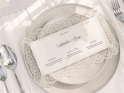 Wedding Menu Place Card Template, Editable Guest Name Menu Canva, Landscape Wedding Menu Printable, Minimalist Reception Menu - Etsy