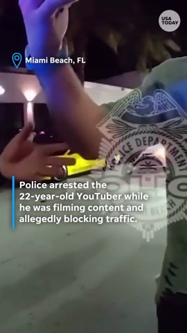 YouTuber Jack Doherty arrested in Miami Beach, FL, while filming traffic-blocking video