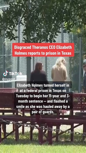 Elizabeth Holmes turned herself in at a federal prison in Texas on Tuesday to begin her 11-year and 3-month sentence — and flashed a smile as she was hauled away by a pair of guards. | New York Post