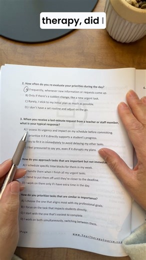 📝 How well are you prioritizing tasks as a school-based therapist? Watch me take the Prioritization Quiz from The School-Based Therapist’s Self-Assessment Guide! 🎯✨ Discover where you’re thriving and where you can refine your focus to make the biggest impact. 🌟💼 #TherapistTools #SchoolBasedTherapy #Prioritization #SelfAssessment #YourTherapySource | Your Therapy Source