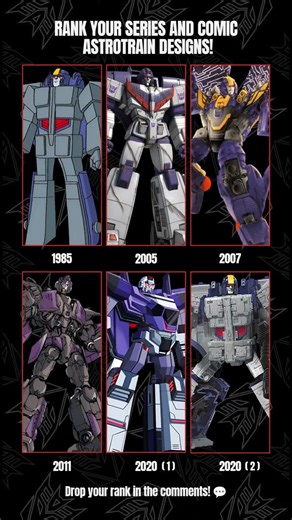 ian 🇮🇩 on Instagram: "🔥 RANK YOUR ASTROTRAIN DESIGNS 🔥 Including all versions of Astrotrain who have appeared in media throughout Transformers history Which design is YOUR favorite? Drop your ranking in the comments! ⬇️👇 #transformers #transformersindonesia #autobots #decepticons #metroplex #soundwave #soundwavetransformers #optimusprime #bumblebee #transformerstoys #g1 #transformersg1 #transformersfigures #transformersfan #jazz #jazztransformers #transformersart #transformersedit #toy #toy