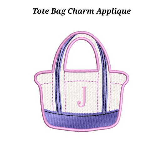Tote Bag Charm Applique Tag Embroidery Design | Preppy Bag Tag Machine Embroidery File - Etsy