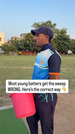 Cricket Academy | Cricket Reels India 🏏 on Instagram: "Most batters “sweep” the wrong way. This is the proper technique — clean, controlled, low-risk. Lean forward. Head over the ball. Bat coming down, not across. Keep it on the ground. Want a reverse-sweep breakdown next?👇"