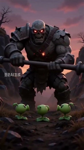 Pea Shooter Trio vs Gargantuar | Three Warriors One Giant | AI Wuxia Epic