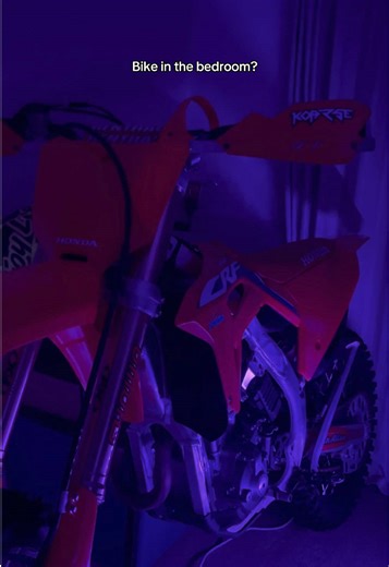 Bike in the bedroom? #dirtbike #honda #bikeindaroom #blowthisup #fyp