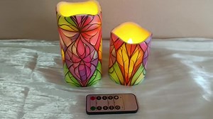 Stained Glass Pattern Flameless LED Candle Set of 3 | Battery Operated Candle With 10 Key Remote | Home Decor Halloween Christmas Gift - Etsy