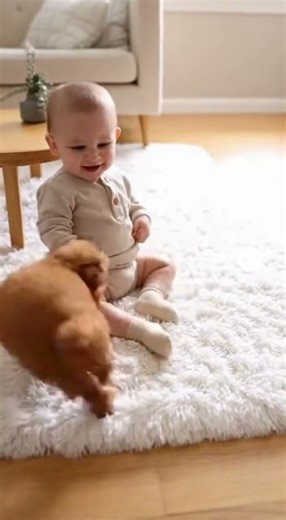 Tiny Toy Poodle Makes Baby Laugh #toypoodle #smilebaby #funny