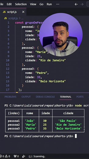 console.table() no JavaScript 💻🚀 #javascript #programacao #desenvolvedor #programador #desenvolvedorweb #vidadeprogramador #programadoriniciante #devjunior #programadorjunior #devzito #frontend