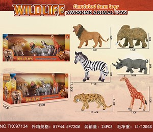 [Hot Item] PVC Simulation Solid Plastic Model Lion Giraffe Wild Animal Toys Animal Figures Figurines