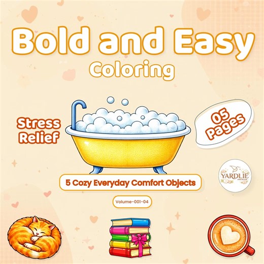 Large Print Coloring Pages for Seniors Bold Easy Anxiety Relief - Etsy