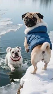 Tiny Pug Saves Baby Bulldog From Frozen Lake After Avalanche