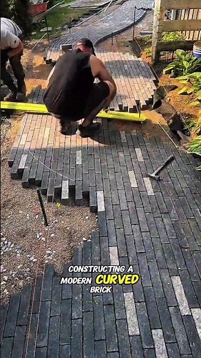 How to Build a Modern Curved Brick Pathway | Educational Construction Video