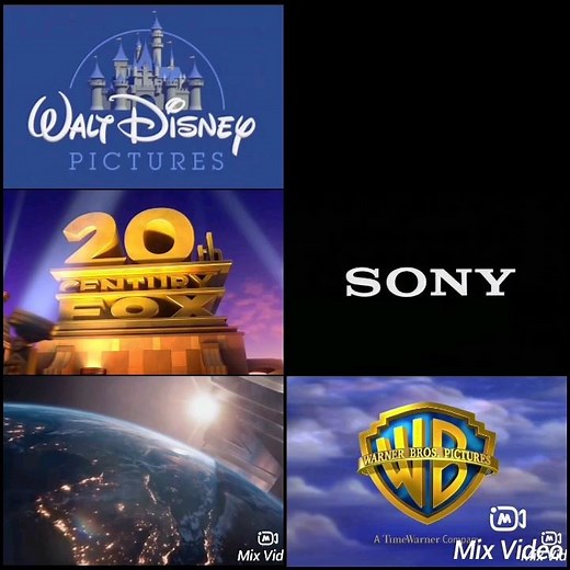 Disney Pixar Warner Bros Columbia 20th Century Fox Universal Dreamworks illumination Entertainment
