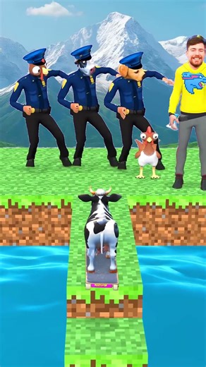 Chicken VS Cow VS Dog | Brave River Crossing Challenge