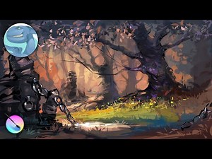 Landscape with trees and chain - Digital painting in Krita - Timelapse video
