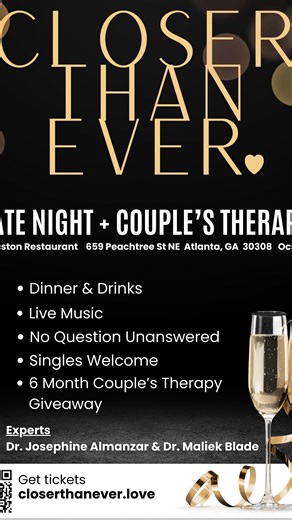 7.9K views · 156 reactions | Don’t meet me there beat me there! October 10th we at the closer than ever date night + couples therapy event hosted by the whole brother mission. There will be some amazing conversations being had so come question ready and let’s learn and grow together. Closerthanever.love rsvp now #couples #therapy #datenight #atl | Mikeal Griggs | Facebook