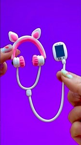 DIY How to Make Polymer Clay Miniature Doll Pink Headphone | DIY Easy Polymer Clay Tutorial