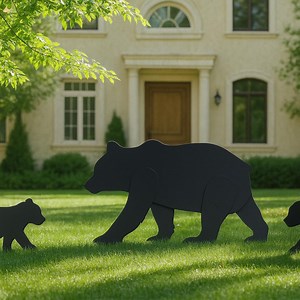 Black Bear Yard Display, Life-size Outdoor Garden Sculpture Set, PVC Wildlife Decor for Lawn or Cabin, Weatherproof Yard Art - Etsy