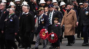 The King led the nation's Remembrance Sunday commemorations as he laid a wreath at the Cenotaph during a two-minute silence.