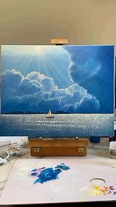3.8K views · 50K reactions | Soft clouds and golden light merge sea and sky, casting the sailboat in quiet radiance. A serene composition that invites reflection. Via: @lutherpaola ️ Artwork: Oil Painting – Clouds, Ocean, and Sun Rays Art by: @artistparad Remarks by: @paolaportfolio #artworkanalysis #paolaluther Art Lessons: @therealatelier  | Paola Luther | Facebook