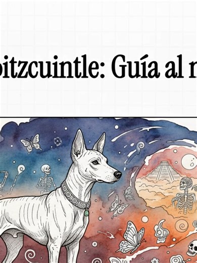 Xoloitzcuintle: el guía sagrado hacia el Mictlán ¿Fue el xoloitzcuintle solo una mascota prehispánica o un símbolo espiritual clave en la cosmovisión mexica sobre la vida y la muerte? En la mitología mexica, el Xoloitzcuintle ocupaba un lugar sagrado como guía de las almas hacia el Mictlán, el inframundo al que llegaban los difuntos tras superar diversas pruebas. Se creía que el color del pelaje determinaba su capacidad de ayuda, siendo los ejemplares bermejos o grises los más aptos para acompañ