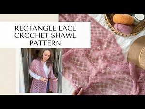 Rectangle Lace Crochet Shawl In Mohair Yarn