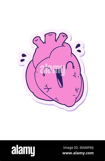 attention grabbing animation of sticker of a cartoon heart laughing Stock Video Footage - Alamy